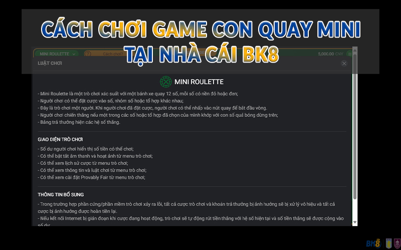 Cách chơi game Con Quay Mini tại nhà cái BK8